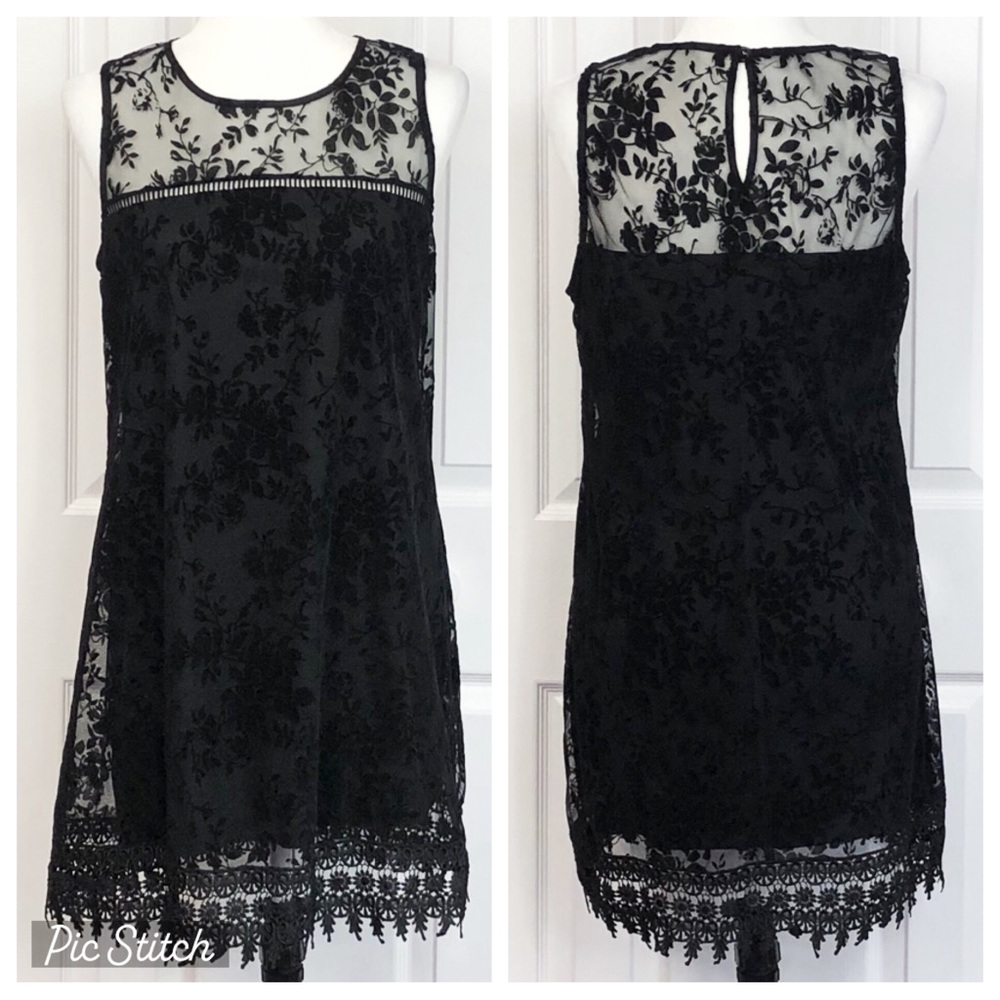 NWT Speechless Formal Black Floral Lace Overlay Mini Dress Large
